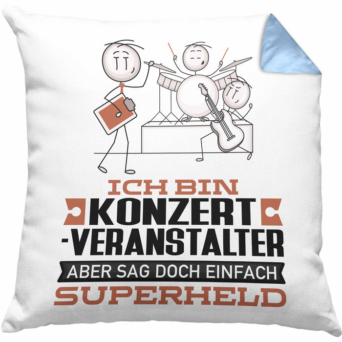 Konzertveranstalter Geschenk Kissen mit Füllung 40x40 Ich Bin Konzertveranstalter Aber Sag Doch Einfach Superheld Lustige Geschenkdiee für Konzertveranstalter (Grau) Blau Trendation