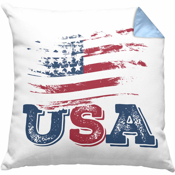 USA Flagge Kissen mit Füllung 40x40 Geschenk Amerika Geschenkidee Auslandjahr Vereinigte Staaten Von Amerika (Grau) Blau Trendation