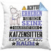 Katzensitter Geschenk Kissen mit Füllung 40x40 Lustiger Spruch Erheben Sie Sich Der Katzensitter Betritt den Raum (Grau) Blau Trendation