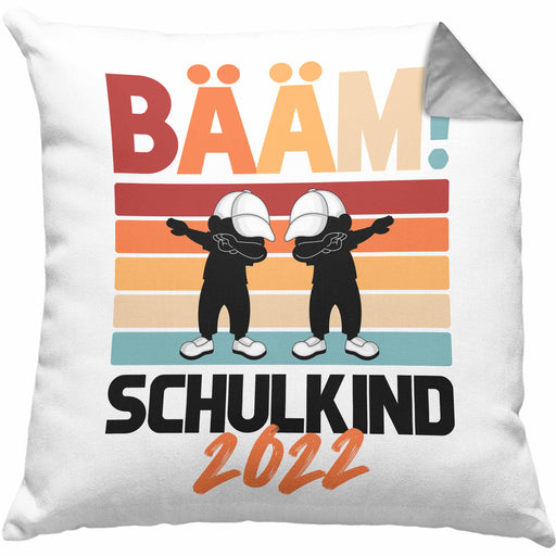 Einschulung Jungs Geschenk für Schultüte Füllung Kissen mit Füllung 40x40 Schulstart 1. Schultag Schuleinführung Schulanfang Geschenkidee Schulkind Junge (Grau) Grau Trendation