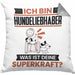 Hundeliebhaber Kissen mit Füllung 40x40 Geschenk für Hundeliebhaber Geburtstag Lustiger Spruch Was Ist Deine Superkraft (Grau) Grau Trendation
