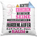 Hürdenläufer Geschenk Kissen mit Füllung 40x40 Lustiger Spruch Erheben Sie Sich Der Hürdenläufer Betritt den Raum (Grau) Blau Trendation