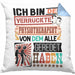 Physiotherapeut Kissen mit Füllung 40x40 Geschenk Spruch Lustig Geschenkidee für Physiotherapeut Geburtstag Ich Bin Der Verrückte Physiotherapeut (Grau) Blau Trendation