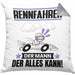 Rennfahrer Kissen mit Füllung 40x40 Geschenk für Rennfahrer Der Mann Der Alles Kann Geschenkidee zum Geburtstag (Grau) Grau Trendation