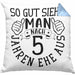 Hölzerne Hochzeit Kissen mit Füllung 40x40 Geschenk Ehemann Ehefrau Partner So Gut Sieht Man Nach 5 Jahren Ehe Aus (Grau) Blau Trendation