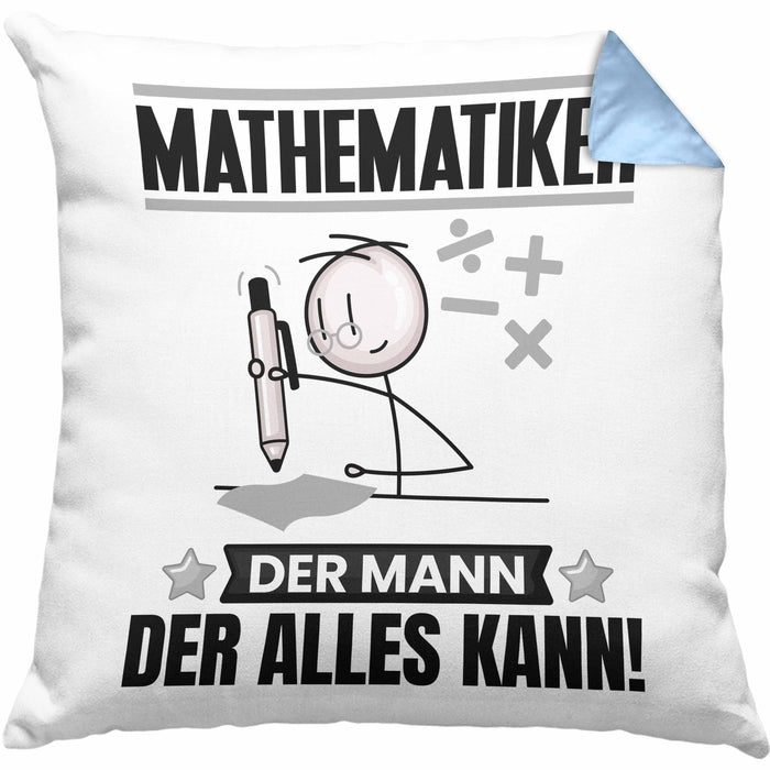 Mathematiker Kissen mit Füllung 40x40 Geschenk für Mathematiker Der Mann Der Alles Kann Geschenkidee zum Geburtstag (Grau) Blau Trendation
