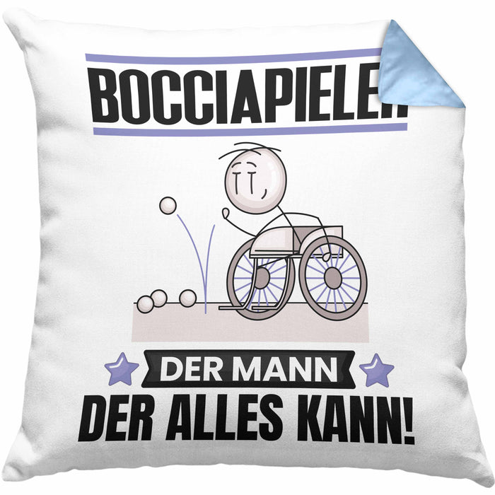 Bocciapieler Kissen mit Füllung 40x40 Geschenk für Bocciapieler Der Mann Der Alles Kann Geschenkidee zum Geburtstag (Grau) Blau Trendation