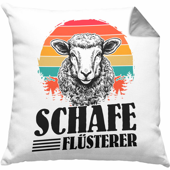 Schaf Kissen mit Füllung 40x40 Geschenk für Schaf-Hirte Schaf Flüsterer Geschenkdiee (Grau) Grau Trendation