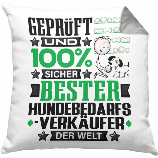 Hundebedarfsverkäufer Geschenk Lustiger Spruch für Hundebedarfsverkäufer Geschenkidee Bester Hundebedarfsverkäufer Der WeltKissen mit Füllung 40x40 (Grau) Grau Trendation