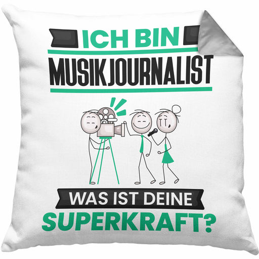 Musikjournalist Kissen mit Füllung 40x40 Geschenk für Musikjournalist Geburtstag Lustiger Spruch Was Ist Deine Superkraft (Grau) Grau Trendation