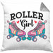 Rollschuh Kissen mit Füllung 40x40 Geschenk für Roller Girls "Roller Girl" Nostalgie 80er 90er Jahre (Grau) Grau Trendation