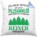 Pilzsammler Geschenk Kissen mit Füllung 40x40 Pilze Sammeln Geschenkidee Pilzsucher Pilzliebhaber Lustig (Grau) Blau Trendation