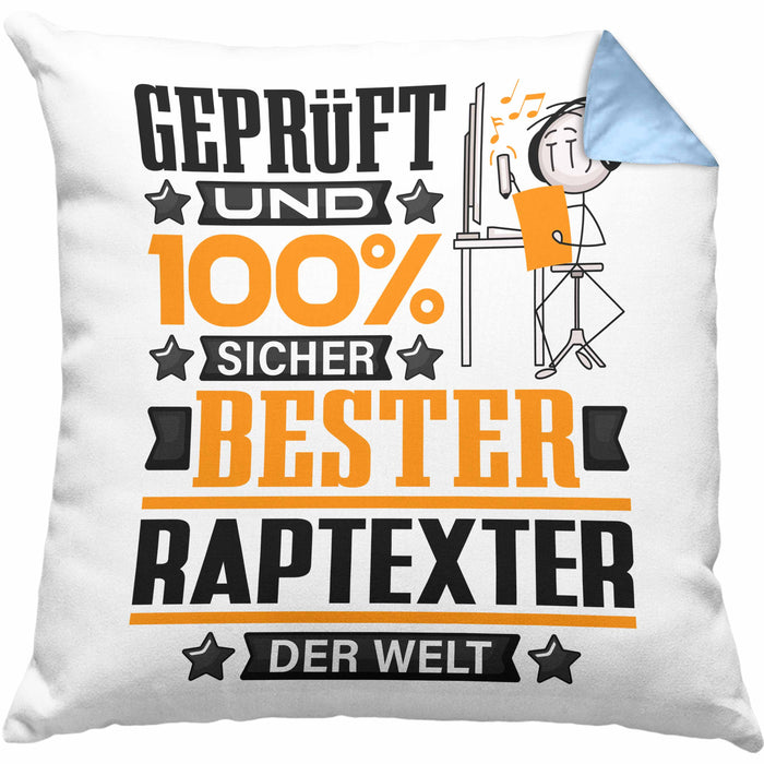 Raptexter Geschenk Lustiger Spruch für Raptexter Geschenkidee Bester Raptexter Der WeltKissen mit Füllung 40x40 (Grau) Blau Trendation
