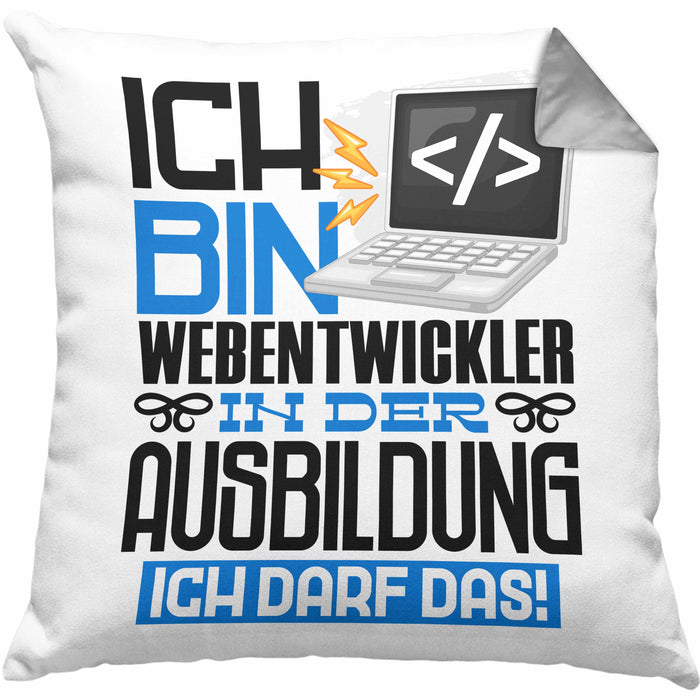 Webentwickler Ausbildung Kissen mit Füllung 40x40 Geschenk Ich Bin Webentwickler In Der Ausbildung Ich Darf Das Geschenkidee Spruch (Grau) Grau Trendation