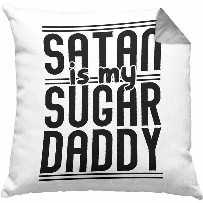 Satan Is My Sugar Daddy Geschenk Kissen mit Füllung 40x40 Satanisten (Grau) Grau Trendation