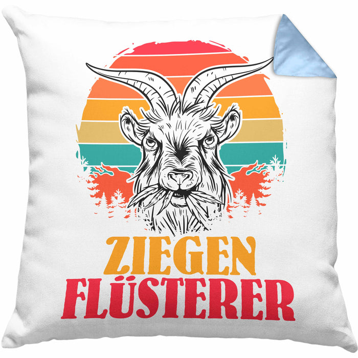 Ziegen Hirte Geschenk Kissen mit Füllung 40x40 Ziegen Flüsterer Geschenkidee Ziegen-Liebhaber (Grau) Blau Trendation