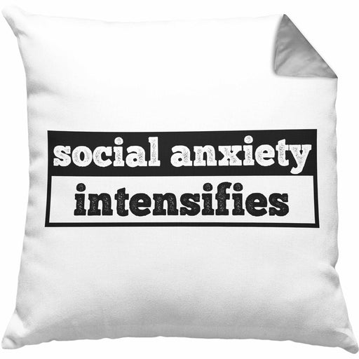 Kissen mit Füllung 40x40 mit Spruch "Social Anxiety Intensifies" als Geschenk für Introvertierte (Grau) Grau Trendation