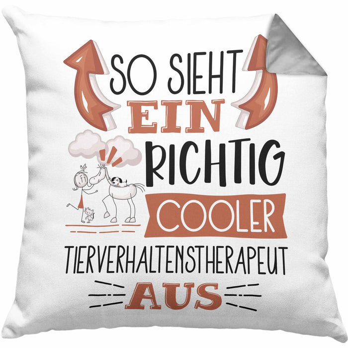 Tierverhaltenstherapeut Kissen mit Füllung 40x40 So Sieht Ein Richtig Cooler Tierverhaltenstherapeut Aus Geschenk Lustiger Spruch Geschenkidee (Grau) Grau Trendation