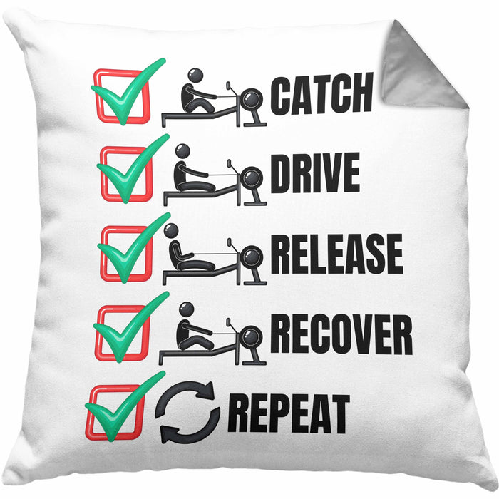 Rudern Kissen mit Füllung 40x40 Geschenk Ruderer Rudergerät Catch Drive Release Recover Repeat Ruder-Verein Geschenkidee (Grau) Grau Trendation