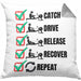 Rudern Kissen mit Füllung 40x40 Geschenk Ruderer Rudergerät Catch Drive Release Recover Repeat Ruder-Verein Geschenkidee (Grau) Grau Trendation