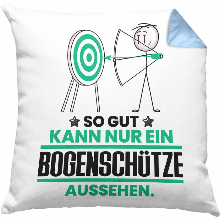 Bogenschütze Geschenk Kissen mit Füllung 40x40 So Gut Kann Nur Ein Bogenschütze Aussehen Geschenkidee (Grau) Blau Trendation