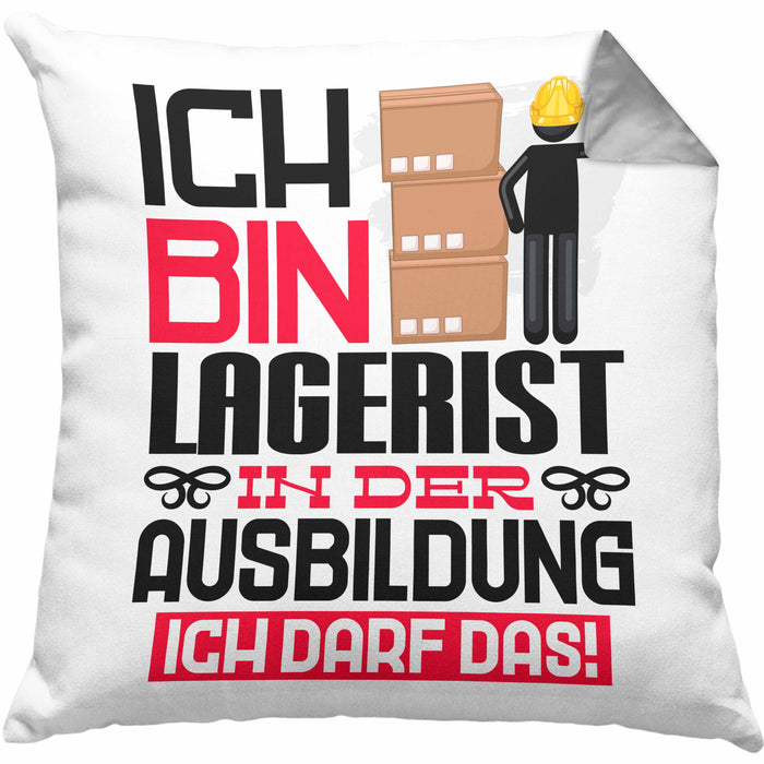 Lagerist Ausbildung Kissen mit Füllung 40x40 Geschenk Ich Bin Lagerist In Der Ausbildung Ich Darf Das Geschenkidee Spruch (Grau) Grau Trendation