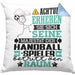 Handballspieler Geschenk Kissen mit Füllung 40x40 Lustiger Spruch Erheben Sie Sich Der Handballspieler Betritt den Raum (Grau) Blau Trendation