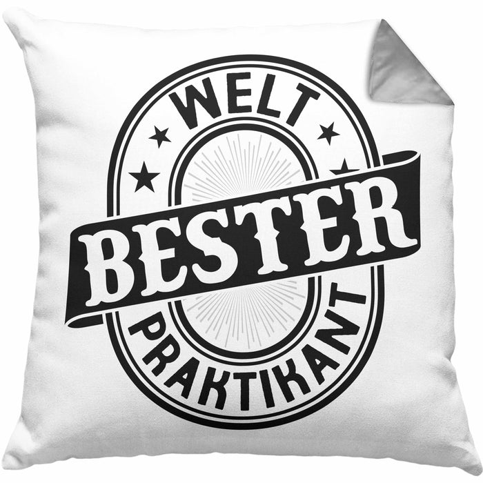 Praktikant Kissen mit Füllung 40x40 Geschenk Lustiger Spruch Welt Bester Praktikant (Grau) Grau Trendation