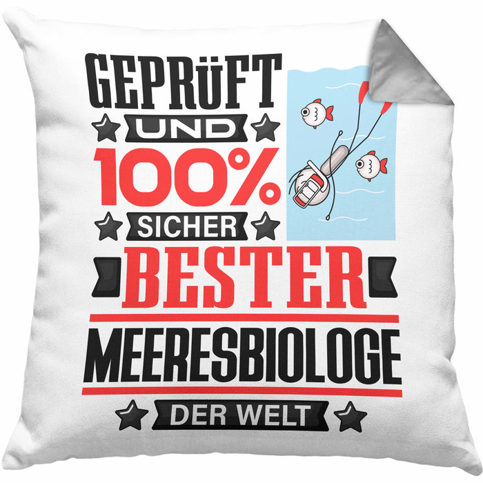Meeresbiologe Geschenk Lustiger Spruch für Meeresbiologe Geschenkidee Bester Meeresbiologe Der WeltKissen mit Füllung 40x40 (Grau) Grau Trendation