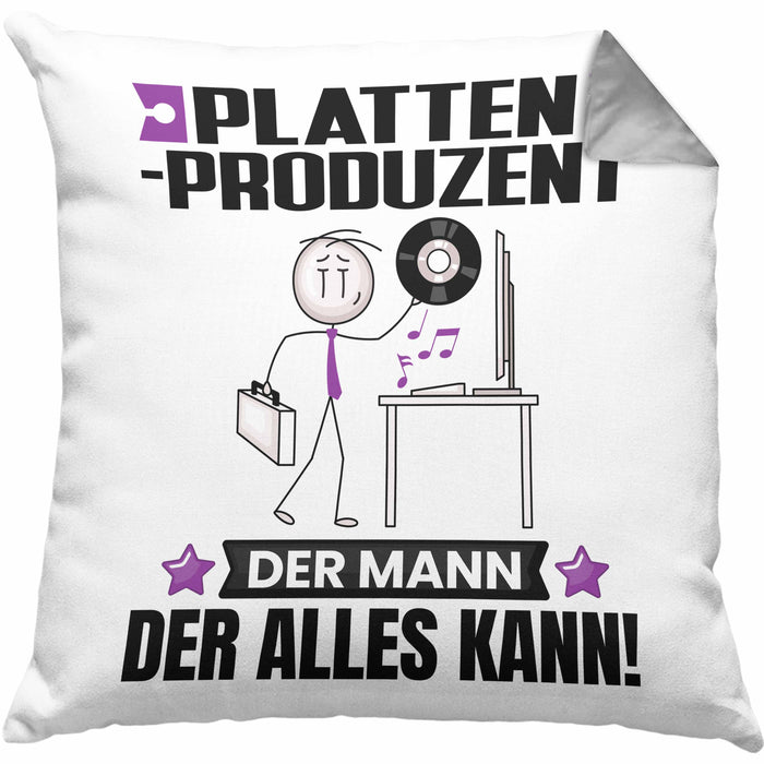 Plattenproduzent Kissen mit Füllung 40x40 Geschenk für Plattenproduzent Der Mann Der Alles Kann Geschenkidee zum Geburtstag (Grau) Grau Trendation