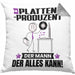 Plattenproduzent Kissen mit Füllung 40x40 Geschenk für Plattenproduzent Der Mann Der Alles Kann Geschenkidee zum Geburtstag (Grau) Grau Trendation