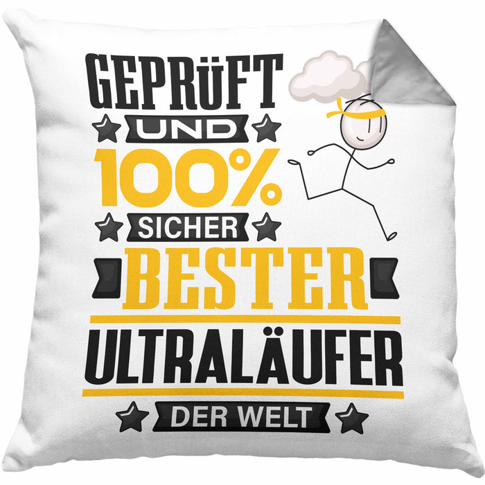 Ultraläufer Geschenk Lustiger Spruch für Ultraläufer Geschenkidee Bester Ultraläufer Der WeltKissen mit Füllung 40x40 (Grau) Grau Trendation