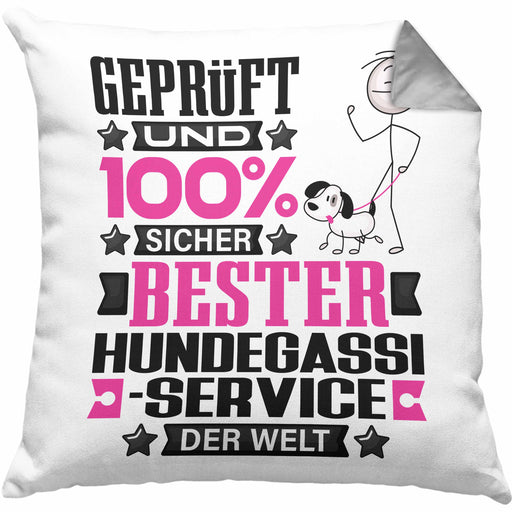 Hundegassi-Service Geschenk Lustiger Spruch für Hundegassi-Service Geschenkidee Bester Hundegassi-Service Der WeltKissen mit Füllung 40x40 (Grau) Grau Trendation