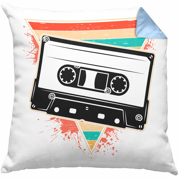 Nostalgie Kassette Geschenk Alte Straße 80er 90er Jahre GeschenkKissen mit Füllung 40x40 (Grau) Blau Trendation