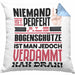Bogenschütze Geschenk Kissen mit Füllung 40x40 Lustige Geschenkidee für Bogenschütze Geburtstag Niemand Ist Perfekt Aber Als Bogenschütze Ist Man Nah Dran (Grau) Blau Trendation
