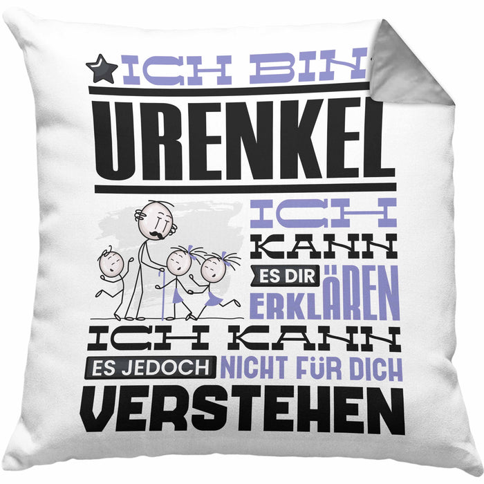 Urenkel Geschenk Kaffee-Kissen mit Füllung 40x40 Geschenkidee für Urenkel Ich Bin Urenkel Ich Kann Es Dir Erklären Jedoch Nicht Für Dich Verstehen Spruch Lustig (Grau) Grau Trendation