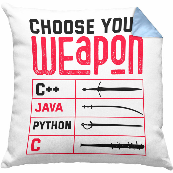 Prorgammierer Kissen mit Füllung 40x40 Geschenk Programmiersprachen Nerd Geschenkdiee Informatiker Spruch (Grau) Blau Trendation