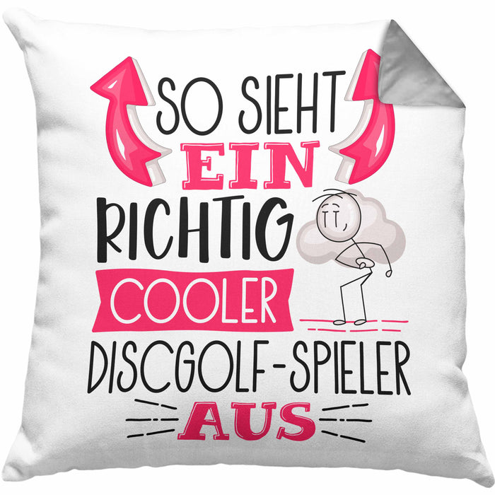 So Sieht Ein Richtig Cooler Discgolf-Spieler Aus Geschenk Kissen mit Füllung 40x40 Lustiger Spruch Geschenkidee (Grau) Grau Trendation