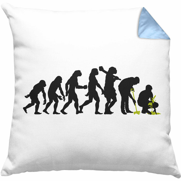 Gärtner Evolution Kissen mit Füllung 40x40 mit Spruch Garten Hobbygärtner Gärtner Geschenk Lustig Gärtnerin Geschenkidee (Grau) Blau Trendation