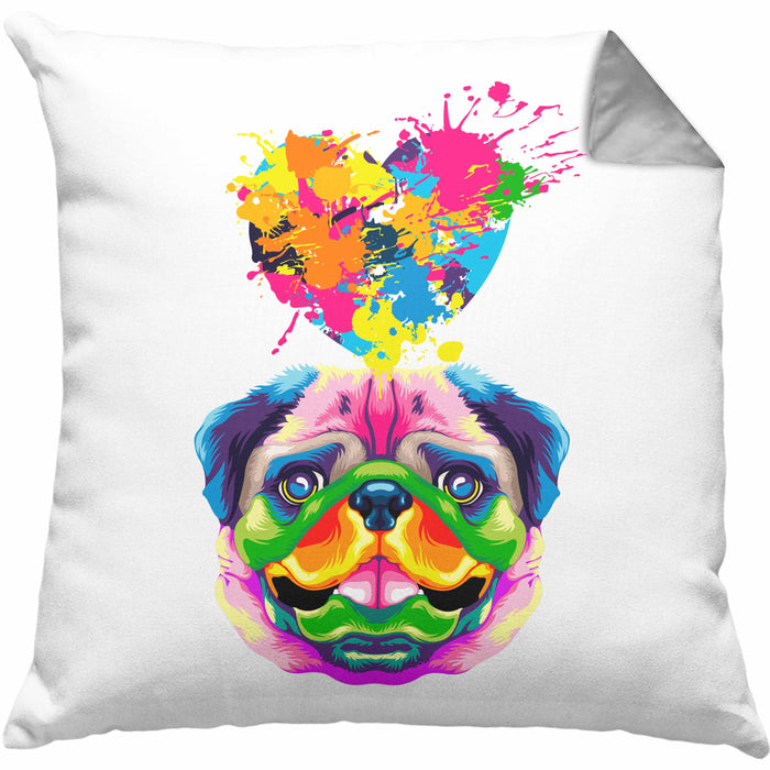 Mops Herz Farbe Besitzer Kissen mit Füllung 40x40 Geschenk Lustiger Spruch Geschenkidee Mops Liebhaber (Grau) Grau Trendation