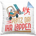 Gabelstapler Kissen mit Füllung 40x40 Geschenk Gabelstaplerfahrer Lagerist Geschenkidee Männer Platz Ihr Lappen Hupwagen Lager Geschenkidee (Grau) Blau Trendation