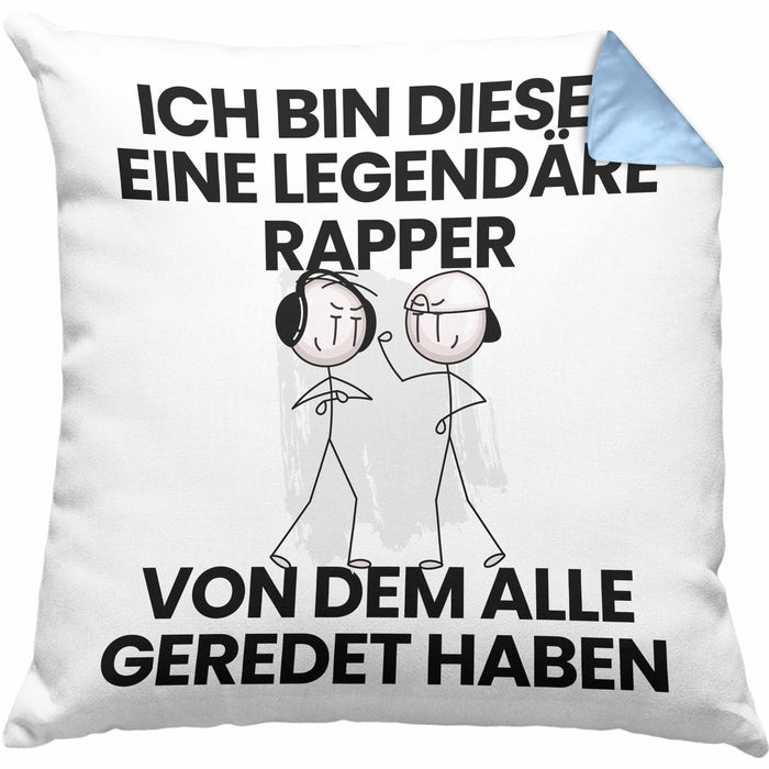 Rapper Geschenk Kissen mit Füllung 40x40 Lustige Geschenkidee Geburtstag für Rapper Ich Bin Dieser Legendäre Rapper Von Dem Alle Geredet Haben (Grau) Blau Trendation