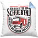 Einschulung Geschenk Jungs Kissen mit Füllung 40x40 Ich Bin Jetzt Ein Schulkind Ich Rette Die Schule Vor Langeweiele 1. Schultag Geschenkidee (Grau) Blau Trendation