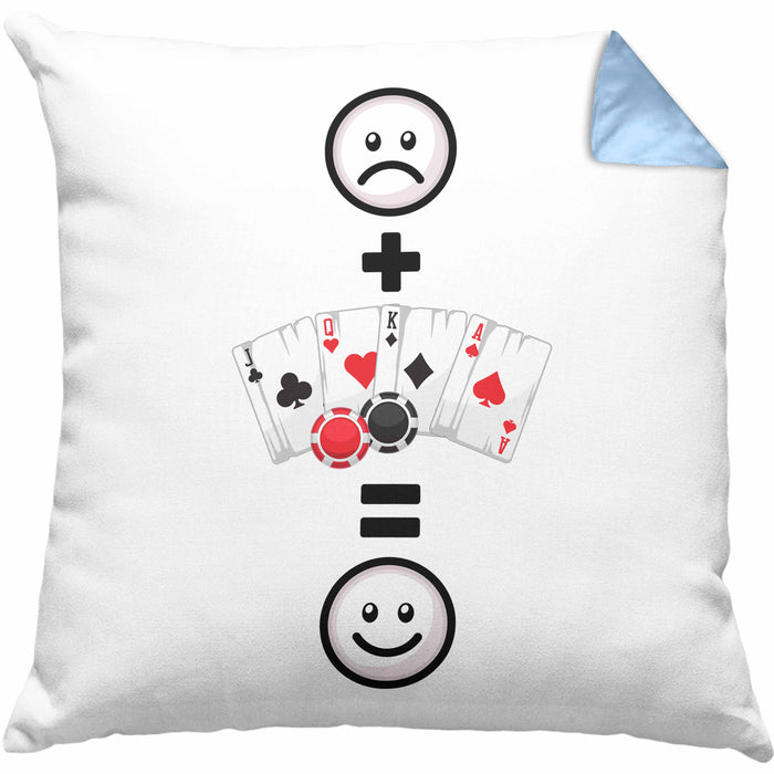 Poker Kissen mit Füllung 40x40 Geschenk für Poker-Spieler Geburtstag Lustige Geschenkidee :( + Poker = :) (Grau) Blau Trendation