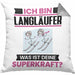 Langläufer Kissen mit Füllung 40x40 Geschenk für Langläufer Geburtstag Lustiger Spruch Was Ist Deine Superkraft (Grau) Grau Trendation