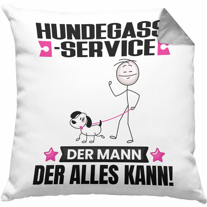Hundegassi-Service Kissen mit Füllung 40x40 Geschenk für Hundegassi-Service Der Mann Der Alles Kann Geschenkidee zum Geburtstag (Grau) Grau Trendation