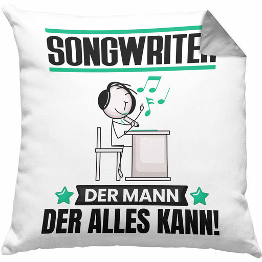 Songwriter Kissen mit Füllung 40x40 Geschenk für Songwriter Der Mann Der Alles Kann Geschenkidee zum Geburtstag (Grau) Grau Trendation