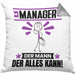 Manager Kissen mit Füllung 40x40 Geschenk für Manager Der Mann Der Alles Kann Geschenkidee zum Geburtstag (Grau) Grau Trendation