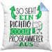 Programmierer Kissen mit Füllung 40x40 Geschenk So Sieht Ein RIchtig Cooler Programmierer Aus Geschenkidee Lustiger Spruch Geburtstag (Grau) Blau Trendation