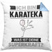 Karateka Kissen mit Füllung 40x40 Geschenk für Karateka Geburtstag Lustiger Spruch Was Ist Deine Superkraft (Grau) Blau Trendation